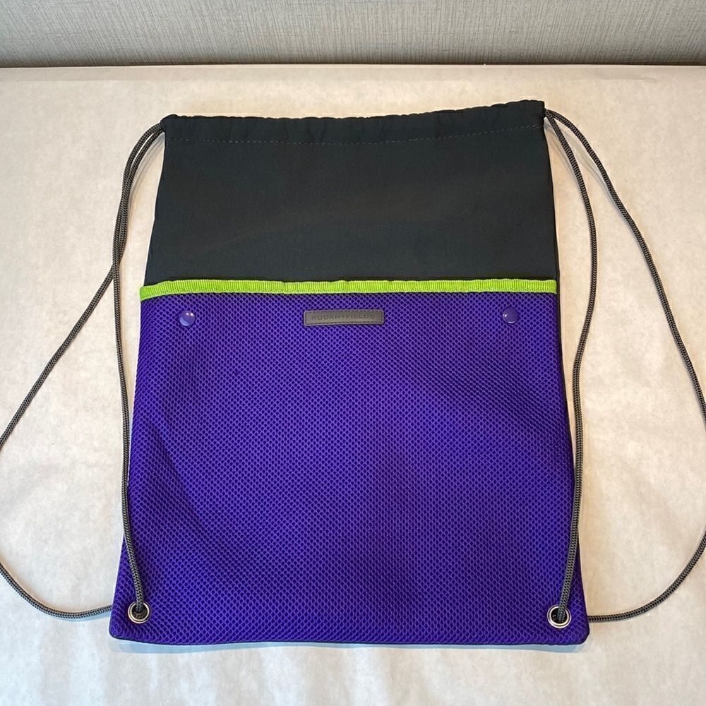 Rodan +Fields Cinch Sack Backpack Gray Purple - image 1